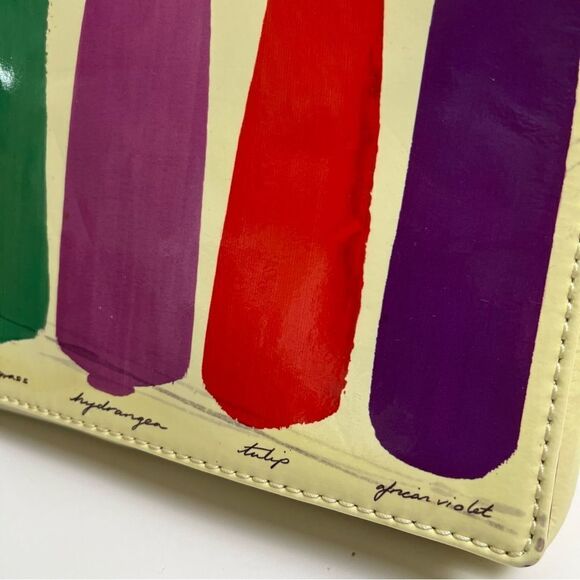 Kate Spade Patent Leather Clutch Gene Brushstroke Flower Colors Paint Bag Purse - Picture 7 of 10